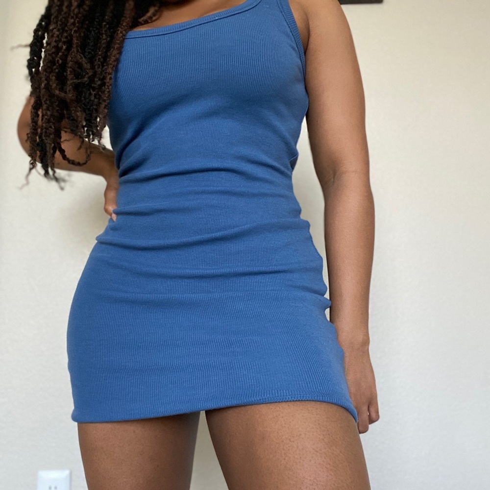 Ribbed light blue mini dress